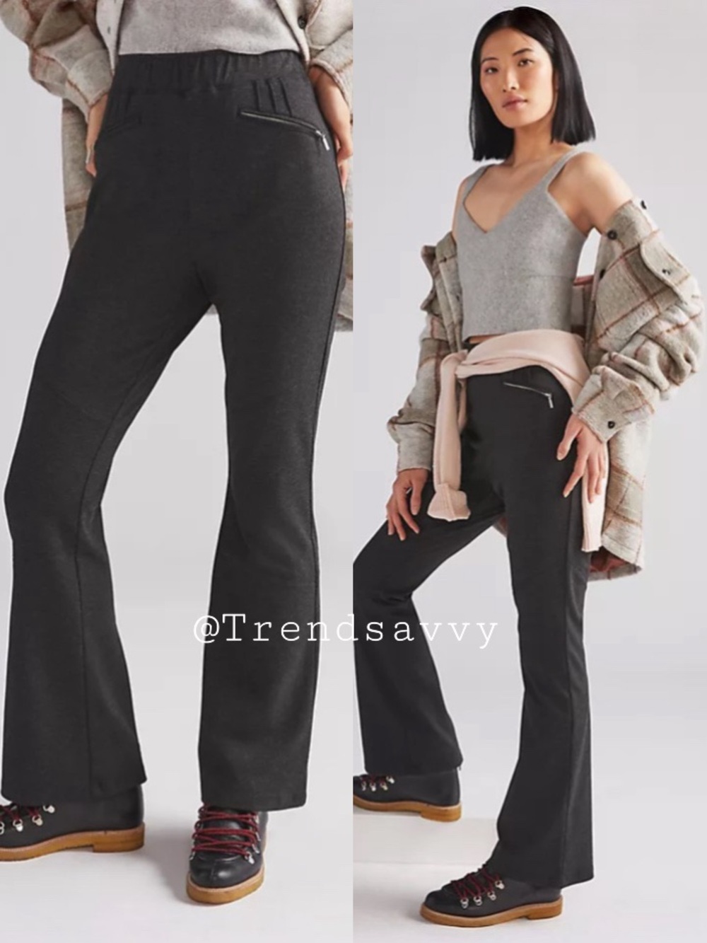 Anthropologie Maeve Sabine Flare Pants Black Pull On High Rise Size M NWT